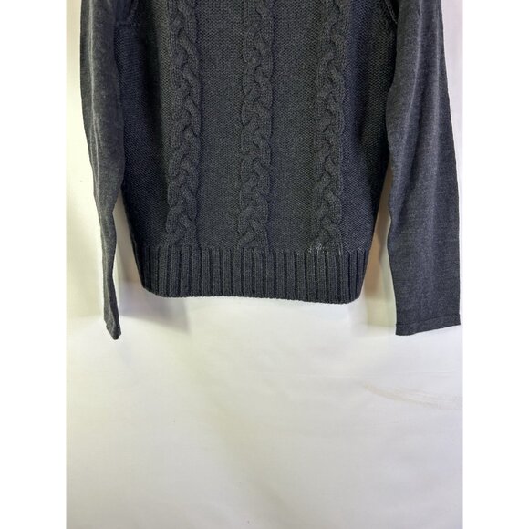 Vintage 90s Merino Wool Cable Knit Fisherman Turtleneck Sweater - Picture 2 of 8